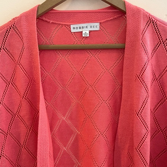 Robbie Bee Coral Open Front Cardigan NWT Size XL - Picture 4 of 11